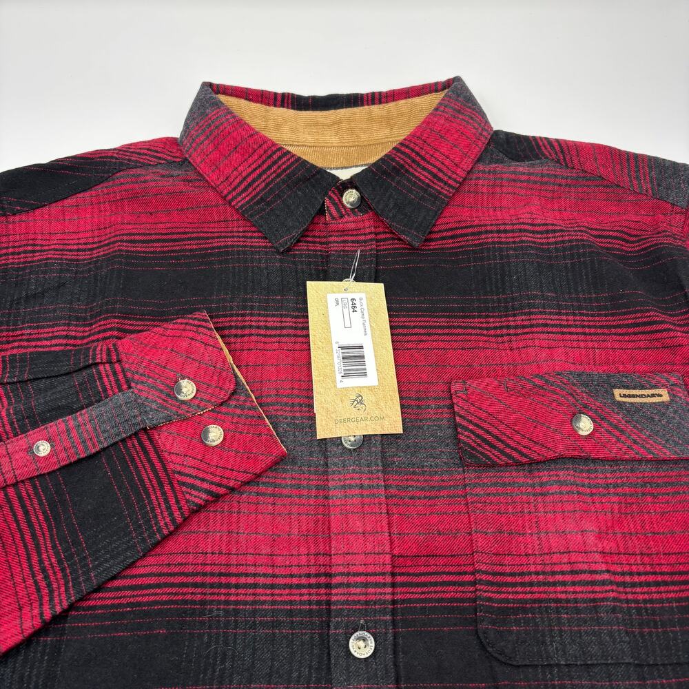 Legendary Whitetails Large Red Black Plaid Long Sleeve Button Up Flannel Shirt‎
